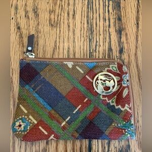 Spartina 449 Daufuskie Island Small Wallet Brown Green Floral Zipper Pouch
